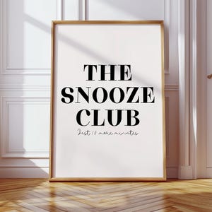 The Snooze Club Trendy Wall Art Black Text Printable Wall Art Bedroom Wall Art Stay in Bed Art Above Bed Wall Art Bold Typography Poster