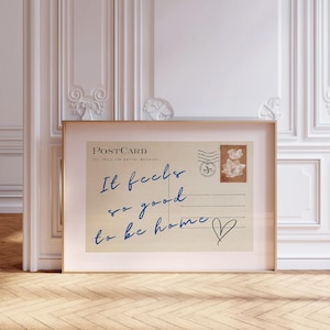 Art mural horizontal, impression au-dessus du lit, citation carte postale vintage, impression de devis imprimable, timbre rétro, affiche numérique
