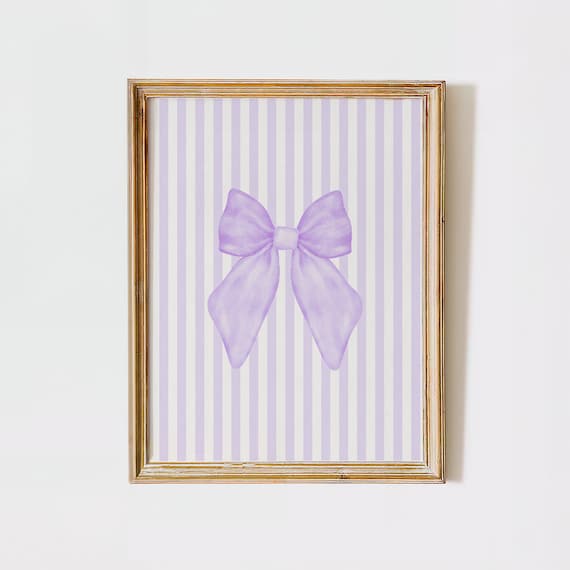 Coquette Room Decor Purple Bow Nursery Print Aesthetic Wall Art Preppy Girly Poster Balletcore Wall Art Trendy Wall Art Purple Bow Print