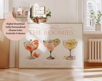 Custom Roommates Cocktail Print: Personalized Drink Poster Digital Download