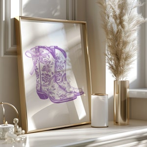 Lavendel Cowboy Boots Print: Kokette Western Wall Art (Digitaler Download)