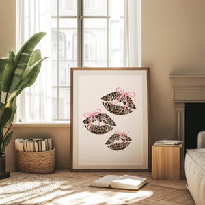 Pink Set of 3 Leopard Wall Art Coquette Cheetah Kiss Print 8 Ball Lucky ...