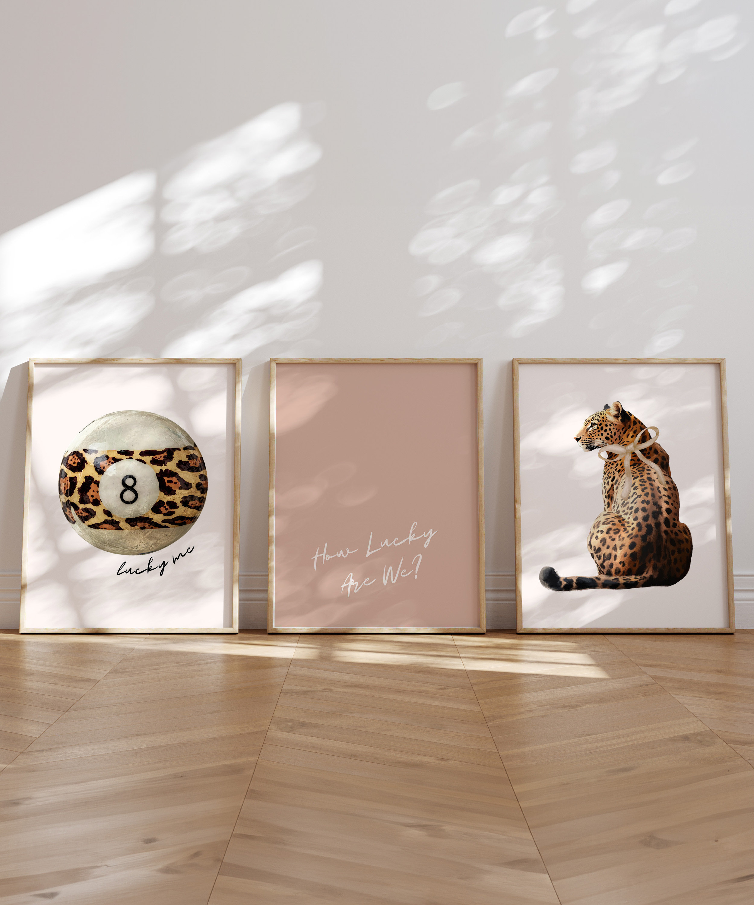 Set di 3 stampe artistiche da parete con leopardo alla moda, senza