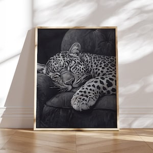 Leopard Wall Art Print Elegant Home Decor Cheetah Print Black & White Poster Cheetah Art Modern Poster Bedroom Wall Art  Animal Artwork
