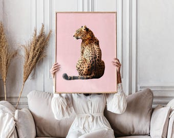 Blush Pink Leopard Print: Girly Cheetah Poster, Jungle Animal Art (Digital Download)