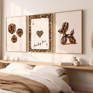 Leopard Wand Kunst Glückswürfel Druck 3er Set Y2K Trendy Animal Print Poster Gepard Ballon Hundedruck Ace Of Cards Druck Digitaler Download