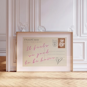Art mural horizontal, impression au-dessus du lit, citation carte postale vintage, impression de devis imprimable, timbre rétro, affiche numérique