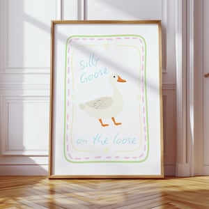 Funny Goose Digital Print Trendy Wall Art Funny Kitchen Decor Spring Poster Quirky Wall Nursery Art Cottage Core Decor Cute Farm Animal Art