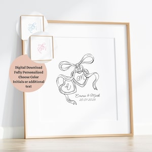 Couple Gift Custom Initial Locket Art Personalised Wedding Gift For Couple Bedroom Wall Decor Poster Valentines Anniversary Gift for Her Him