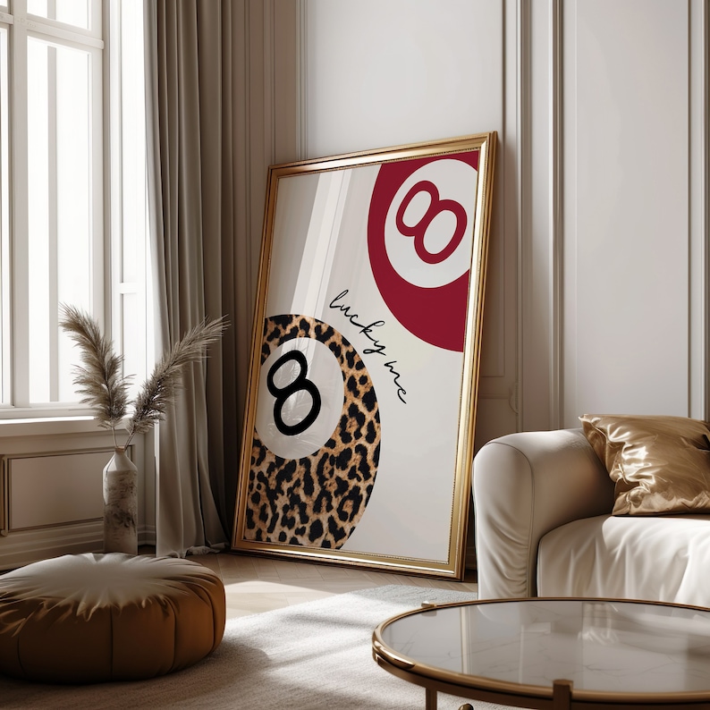 Set of 3 Leopard Wall Art Cheetah Print 8 Ball Lucky Me Trendy Wall ...