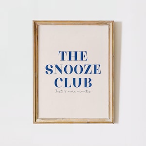The Snooze Club Trendy Wall Art Navy Blue Printable Wall Art Bedroom Wall Art Stay in Bed Art Above Bed Wall Art Bold Typography Poster