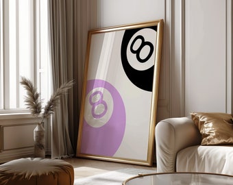 Trendy Lucky 8 Ball Poster Vintage Pool 8 Ball Print Retro Home Decor Wall Art Printable Wall Art Digital Download Bar Cart Art Pool Ball