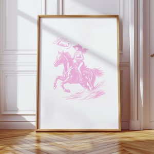 Pink Cowgirl Wall Art Girly Dorm Decor Western Minimalist Print Cute Southern Aesthetic Decor Feminine Country Style Yeehaw Cowgirl Poster
