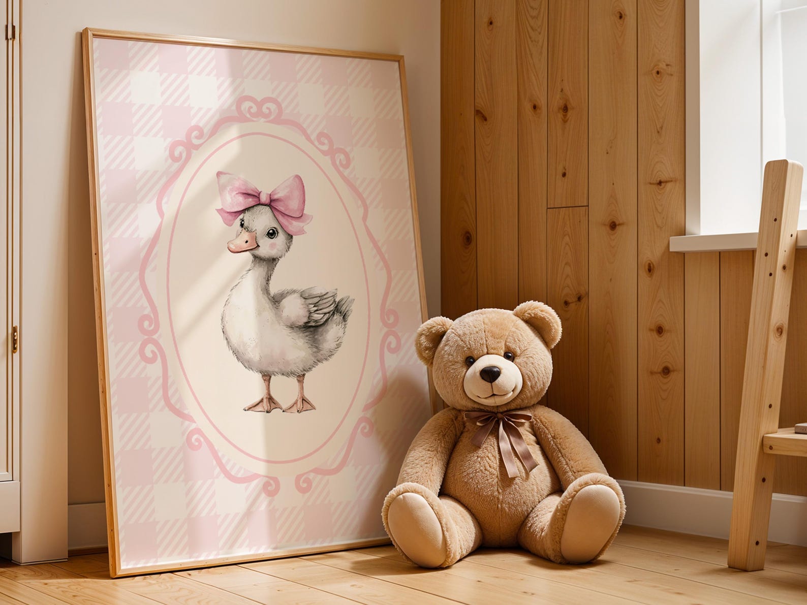 Cute Goose Nursery Print Girl Nursery Decor Goose Pink Bow Poster Silly ...