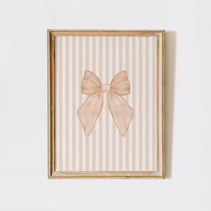 Coquette Room Decor Beige Bow Nursery Print Aesthetic Neutral Wall Art Preppy Girly Poster Girly Room Decor Trendy Wall Art Beige Bow Print