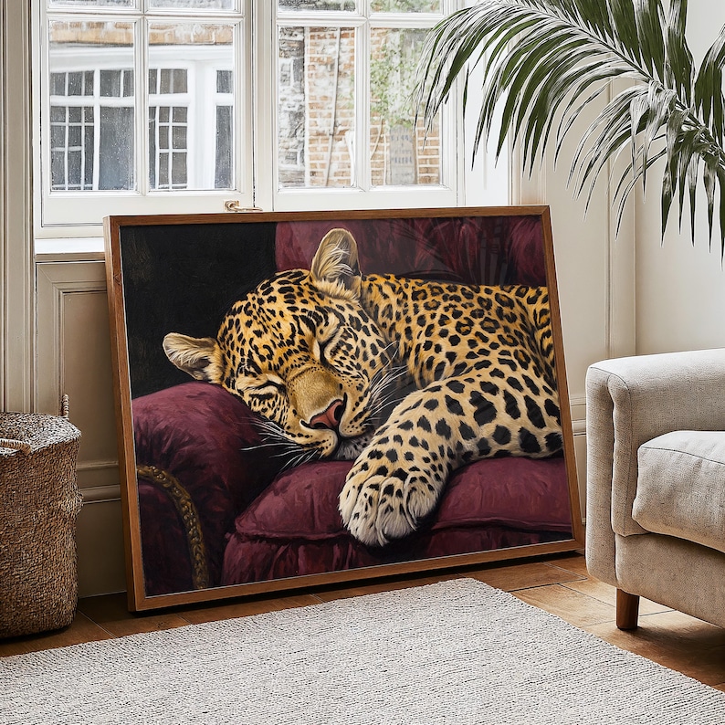 Sleeping Leopard Wall Art Horizontal Print Home Decor Cheetah Print ...
