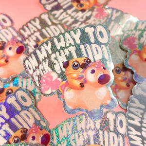 OMW Unicorn Pooter Holographic Sticker | Holographic Glitter Die Cut Sticker | 2.5"