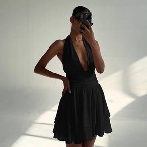 Leinen Minikleid mit offenem Rücken | Sommerkleid für Frauen | Leinenkleid aus Leinen | Ärmelloses rückenfreies Kleid | Urlaubs Outfit
