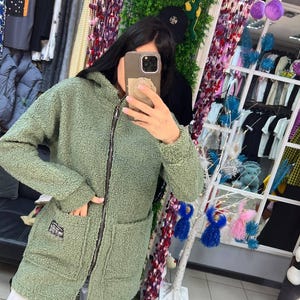 Teddy Coat Long Jacket, Cozy Oversized Cardigan with Hood, Warm Women’s Winter Outerwear, No Lining, Plus Size Options