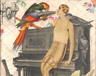 Cathy Horner Collage Art Fine Art Song Birds