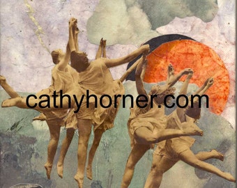 Collage Art, Vintage images, Fine Art by Cathy Horner "Cloud Nine"