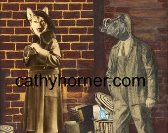 Collage Art, Vintage images, Fine Art by Cathy Horner "Alley Way"