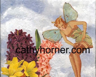 Collage Art, Vintage images, Fine Art by Cathy Horner "Luna Fairy"