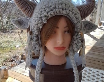 Krampus Hat with Horns, handmade crochet