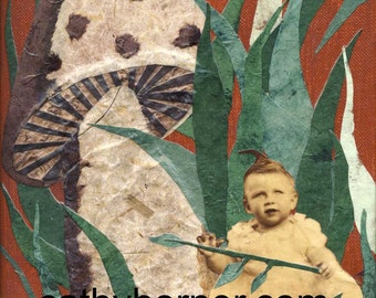 Collage Art, Vintage images, "Awww" Fine Art by Cathy Horner