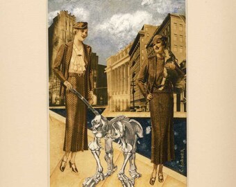 Walking the Megatherium Bones giclee print 5x7 in 8x10 mat