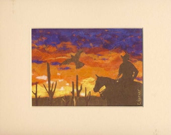 Arizona Sunset 5x7 giclee print in 8x10 mat