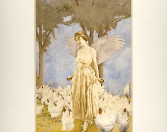 Guardian of Hens  giclee print 8x10 in 11x14 mat