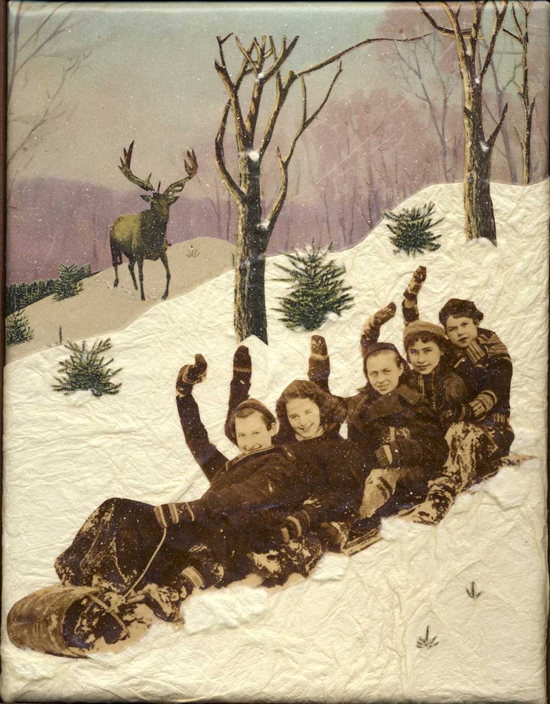 Toboggan Toboggan Toboggan Original Collage Art Etsy