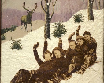 Toboggan Toboggan Toboggan Original collage art