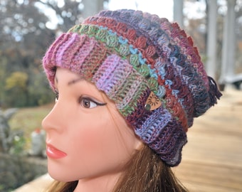 Colorful Beanie, Handmade crochet hat