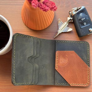Leder Bifold Brieftasche, Minimalist Leder Kartenhalter, schlanke Brieftasche für Herren, Herren Brieftasche, Karte Brieftasche, Vertikale Leder Brieftasche