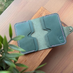 Cartera minimalista de cuero con tarjetero, carteras azules pequeñas para mujer, carteras para hombre, cartera con bolsillo frontal, tarjetero plegable, regalo para el Día del Padre.