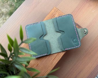 Cartera minimalista de cuero con tarjetero, carteras azules pequeñas para mujer, carteras para hombre, cartera con bolsillo frontal, tarjetero plegable, regalo para el Día del Padre.