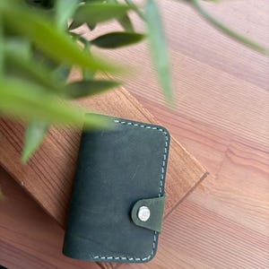 Portafoglio porta carte in pelle, portafoglio in pelle verde, portafogli da donna, portafoglio da uomo con tasca frontale, portafoglio minimalista da uomo, regalo per la festa del papà