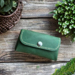 Portafoglio porta carte in pelle minimalista, piccoli portafogli verdi da donna, portafogli da uomo, portafogli da donna, regali per l'estate