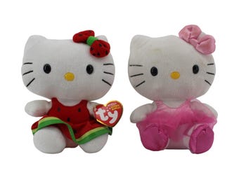 Ty Beanie Babies Hello Kitty Sanrio Plush Watermelon & Ballerina Tutu Set of 2