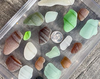 Surf Tumbled Seaglass Bottle Pieces: Mixed Colors, Jewelry Craft Supplies, Pirate beach glass
