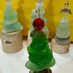 Sea Glass Christmas Tree with Angel Topper: Handmade Beach Decor