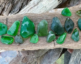Top Drilled Green Sea Glass Beads: Jewelry Making Supplies