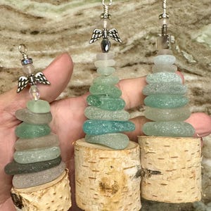 Sea Glass Christmas Tree with Angel: Handmade Beach Decor