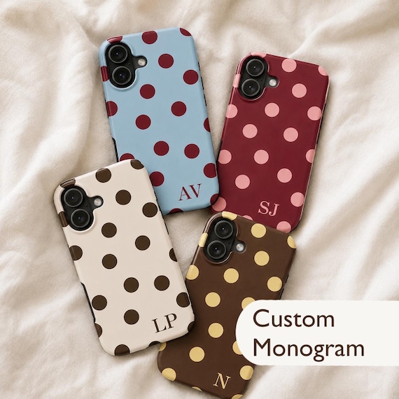 Polka Dot Phone Case Custom Monogram Phone Case Personalized Gift for Friend Initial Phone Case Customized Phone Case Girly Phone Case