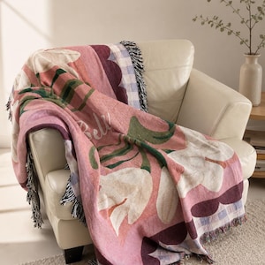 Blanket Blue Flower Decor