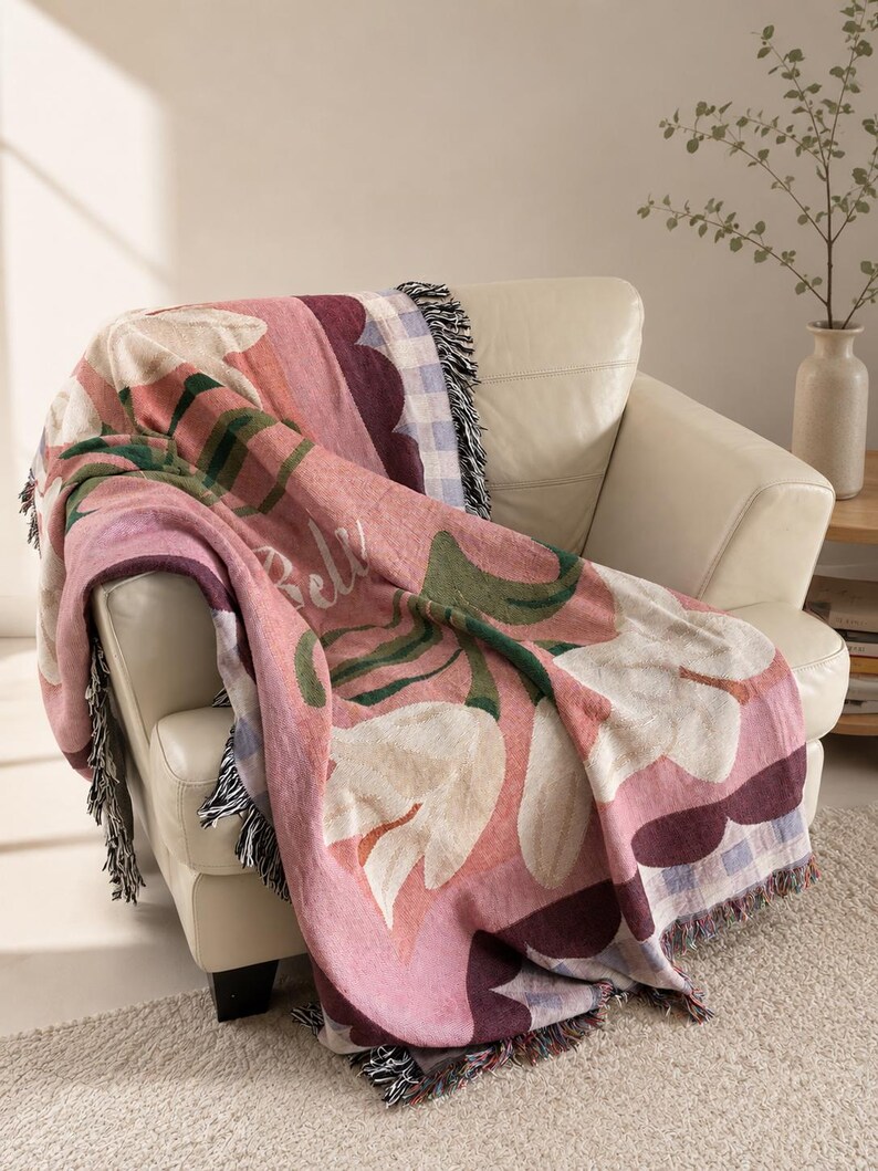 Blanket Blue Flower Decor