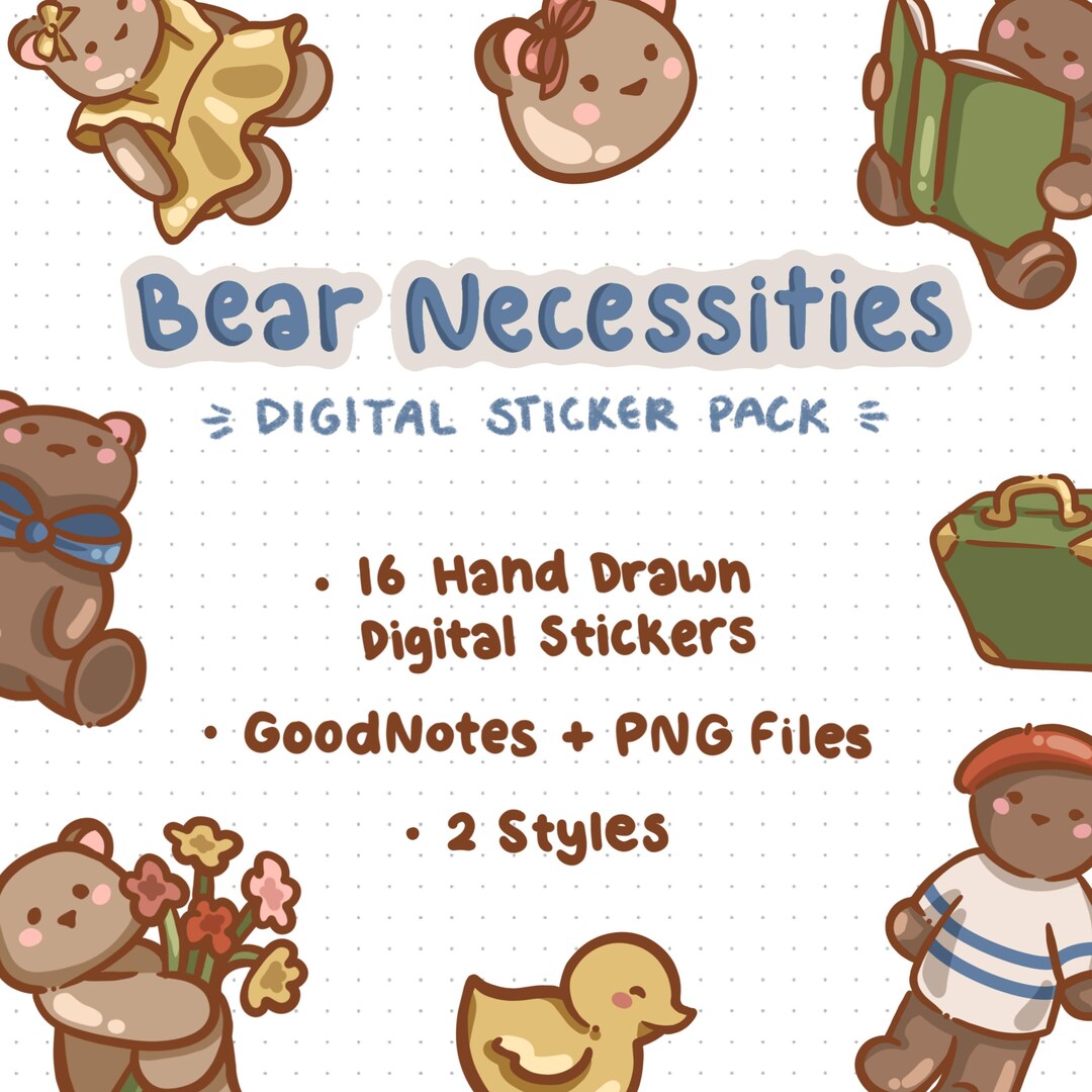 Teddy Bear Stickers Digital Pack: Goodnotes PNG Planner (set of 16) - Etsy