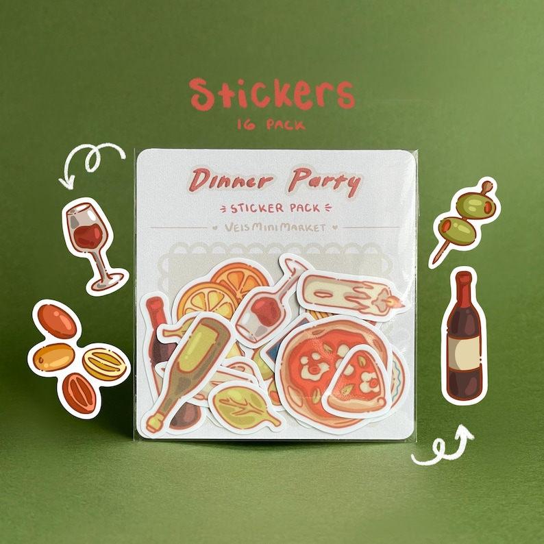 Paquete de pegatinas para cenas, accesorios para diarios, artículos para álbumes de recortes de pizza, pegatinas para agendas, papelería para amantes de la comida, pegatinas de recuerdo para fiestas. imagen 1